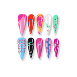 365Nails Neon Graffiti Press-On Nails with Mixed Colors and Studded Rhinestones