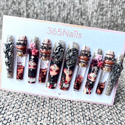 365nails: "Gothic Muse" – 3D Dark Art Handmade Coffin Nails-5.5cm