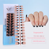 Nail Tips New  French press on nails 240 pieces boxed fake nail manicure work in progress matte full sticker French nail piece