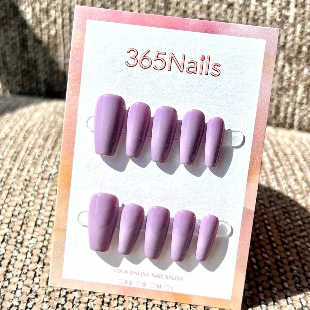 "Stylish Medium Coffin" - Solid Color Handmade Nails (20 Colors Available)