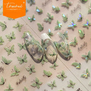 Mint Green Butterfly Nail Stickers – 5D Embossed Fresh Spring Set