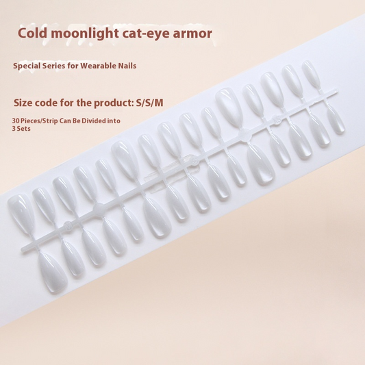 Nail Tips  prefabricated nail, gentle and simple, pure white cat eye, white , removable nail art pieces｜365nails