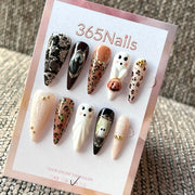 Monochrome Leopard Pearl - Black White Animal Print Press-On Nails