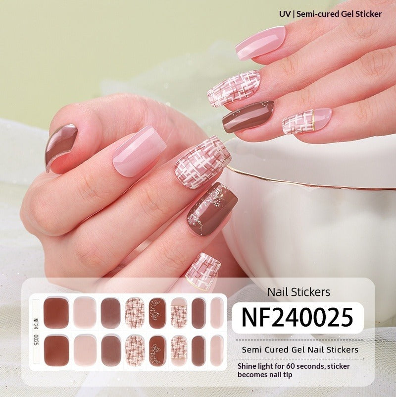 Semi-Cured Gel Nail Strips 3D Foil Gold Glossy Design (MOQ=3)