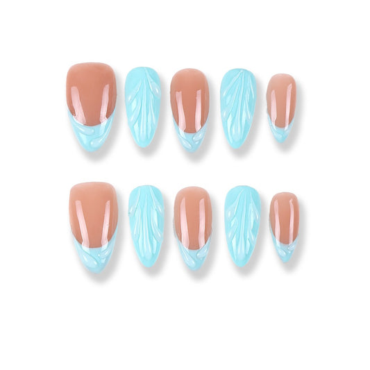 365Nails Aqua Latte Shell-Tip Press-On Nails