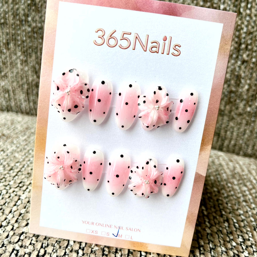 Sweet Bloom: "Dalmatian Lily" – Long Almond Press-on Nails