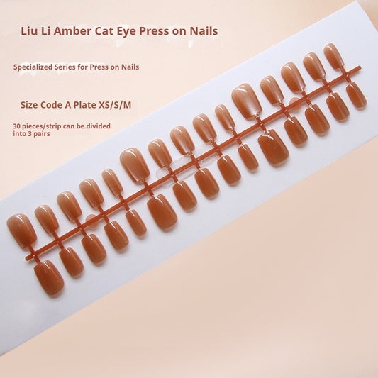Nail Tips  prefabricated nail is simple and white in winter, amber cat eye is fashionable and versatile, and 30 pieces of  nail are worn.｜365nails
