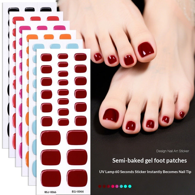 Semi-Cured Gel Nail Strips Simple Solid Toe Colors (MOQ=3)