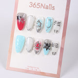 365Nails Punk Stud Press-On Nails Ice Blue Silver Mix Skull Star Chains Party Set