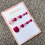 365nails: "berry colorblock glitter" – handmade press-on pedicure