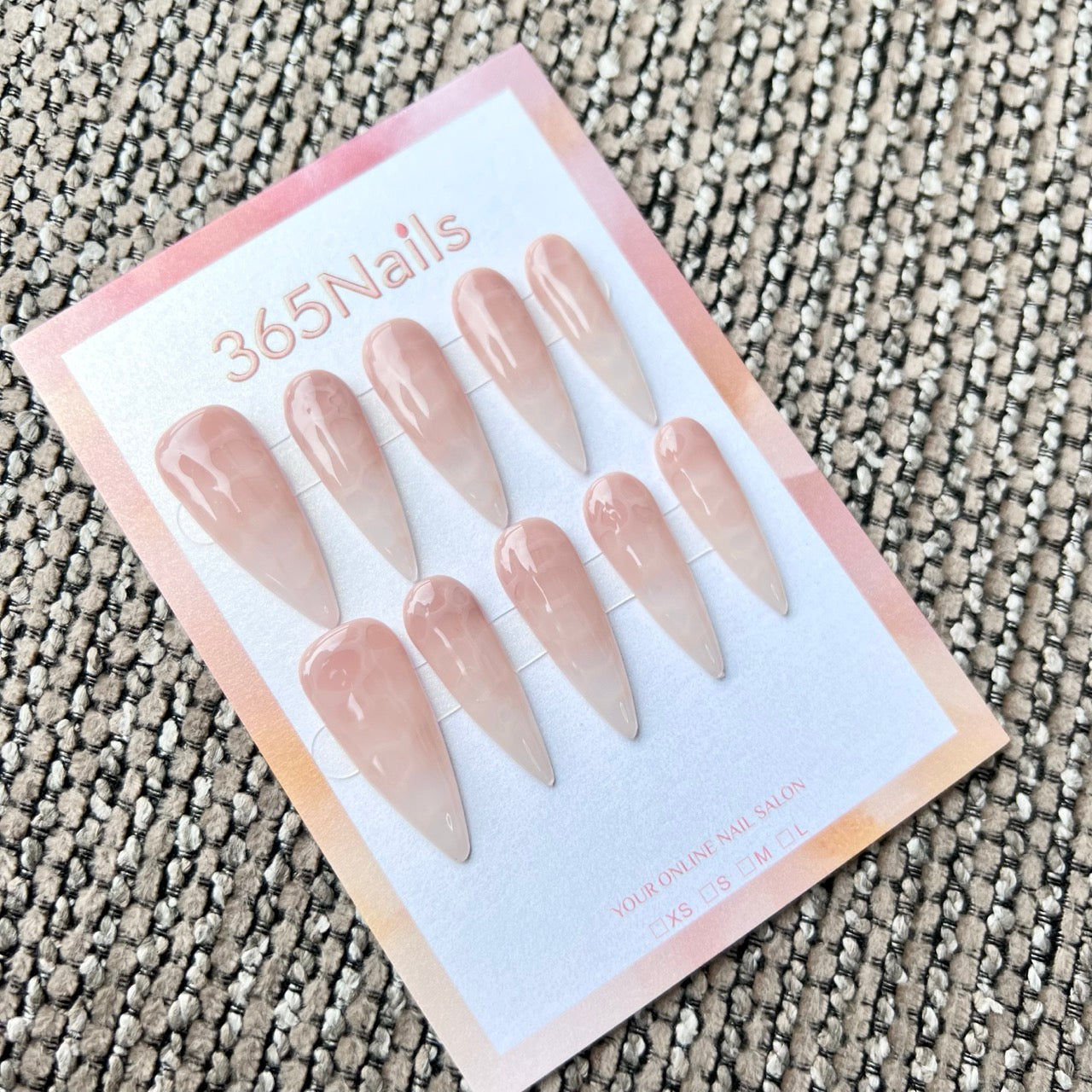 Cosmic Fatale: "Nude Watercolor Blush" – Long Sharp Stiletto Handmade Press On Nails