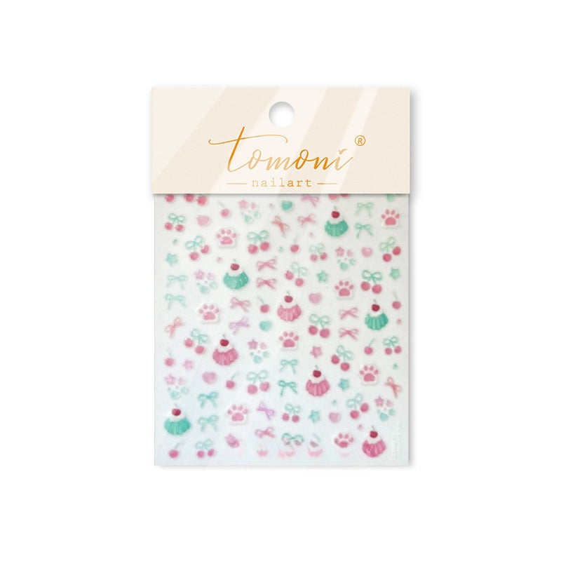 Jelly Dessert Collection: "Jelly Cherry & Cupcake" – 3D Embossed Nail Sticker