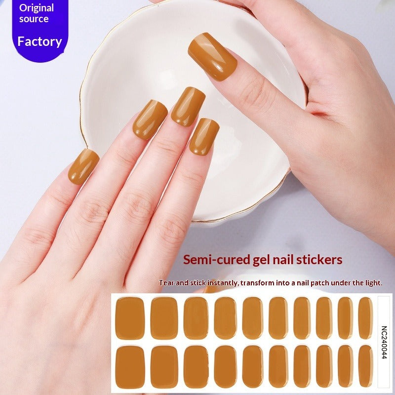 Semi-Cured Gel Nail Strips Minimal Solid Color Glossy Design (MOQ=3)