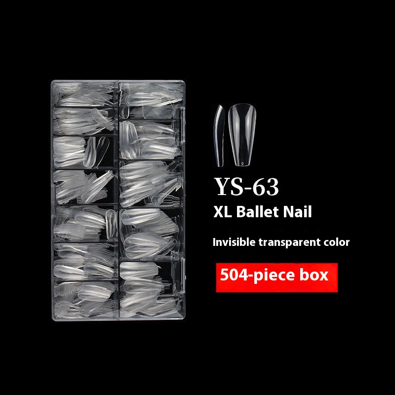 Nail Tips long ballet nail piece, French full sticker ballet fake nail piece, new extended transparent folded seamless ballet nail