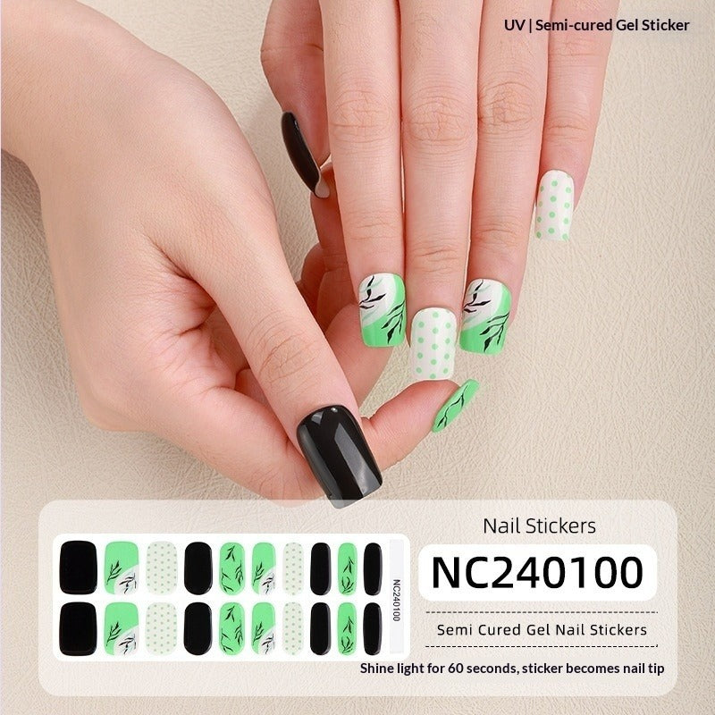 Semi-Cured Gel Nail Strips Sparkle Cat Eye Pearl Glossy Design (MOQ=3)