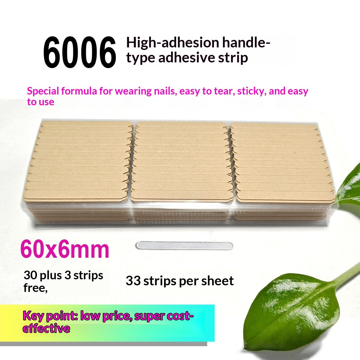 Crystal adhesive strips for press-on nail display cards