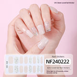 Semi-Cured Gel Nail Strips French Gradient Glitter Bow Glossy Design (MOQ=3)