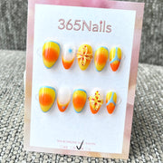 365nails: "Sunset Mirage" – 3D Floral & Starburst Handmade Almond Nails