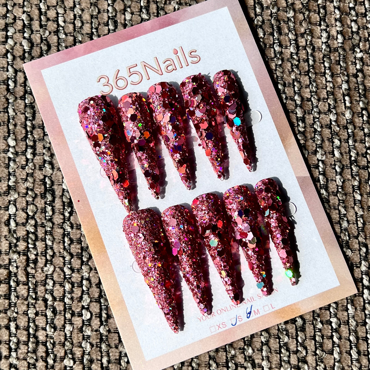 Berry Crush - Burgundy Chunky Glitter Stiletto Press-On Nails | Starry Glitter Series