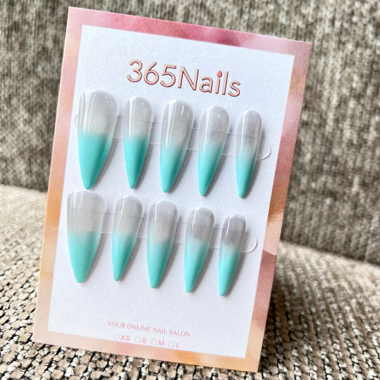 Cosmic Fatale: "Aqua Breeze" – Long Sharp Stiletto Handmade Press On Nails