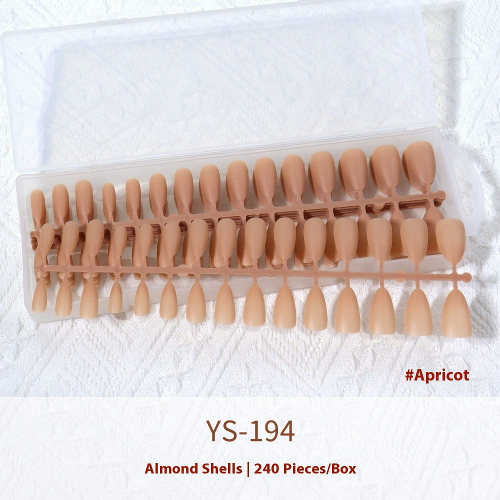 Nail Tips New nude matte, no-carving press on nails pads 240 pieces, boxed solid color seamless fake nail press on nails pads