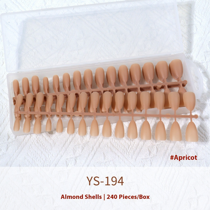 Nail Tips New nude matte, no-carving press on nails pads 240 pieces, boxed solid color seamless fake nail press on nails pads