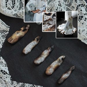 Unhas de noiva góticas com renda queimada "Ember Bride" | Handartnails
