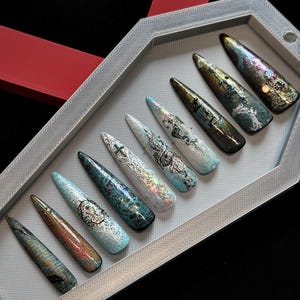 焦黑蕾絲哥德穿戴甲 "餘燼新娘" | Handartnails