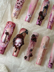 血色櫻桃哥德洋娃娃穿戴甲「血跡」 | Handartnails
