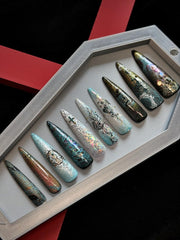 焦黑蕾絲哥德穿戴甲 "餘燼新娘" | Handartnails