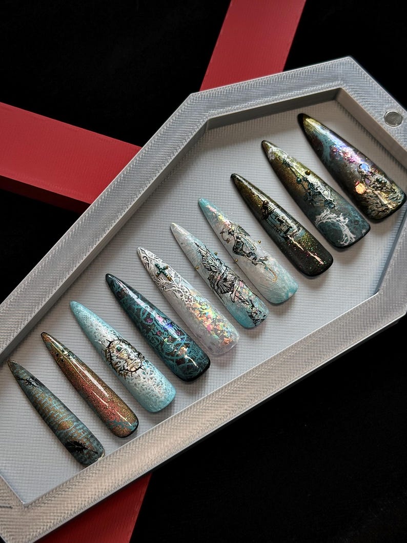 焦黑蕾絲哥德穿戴甲 "餘燼新娘" | Handartnails
