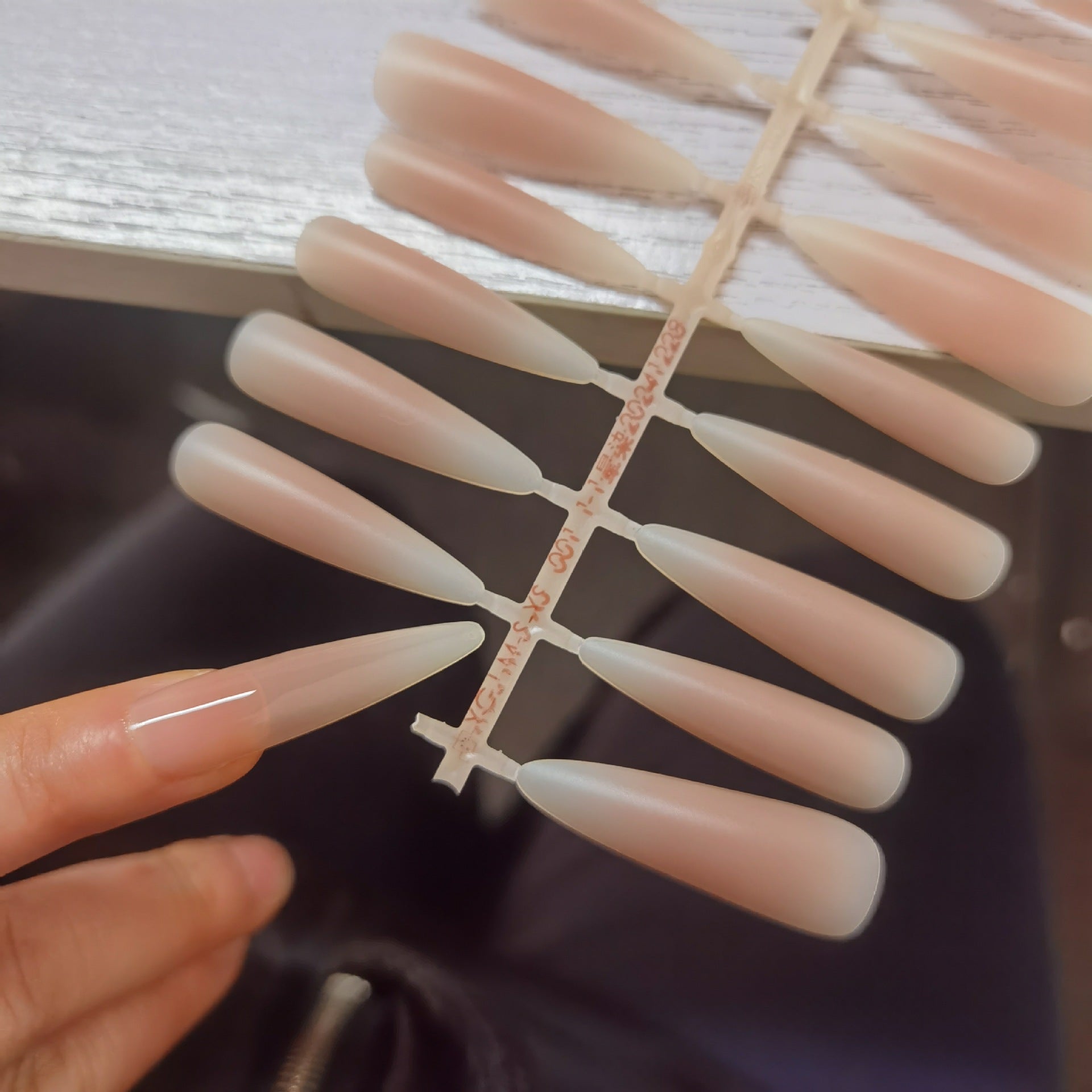 Matte Blush Ombré Coffin Press-On Nail Tips - DIY Ready