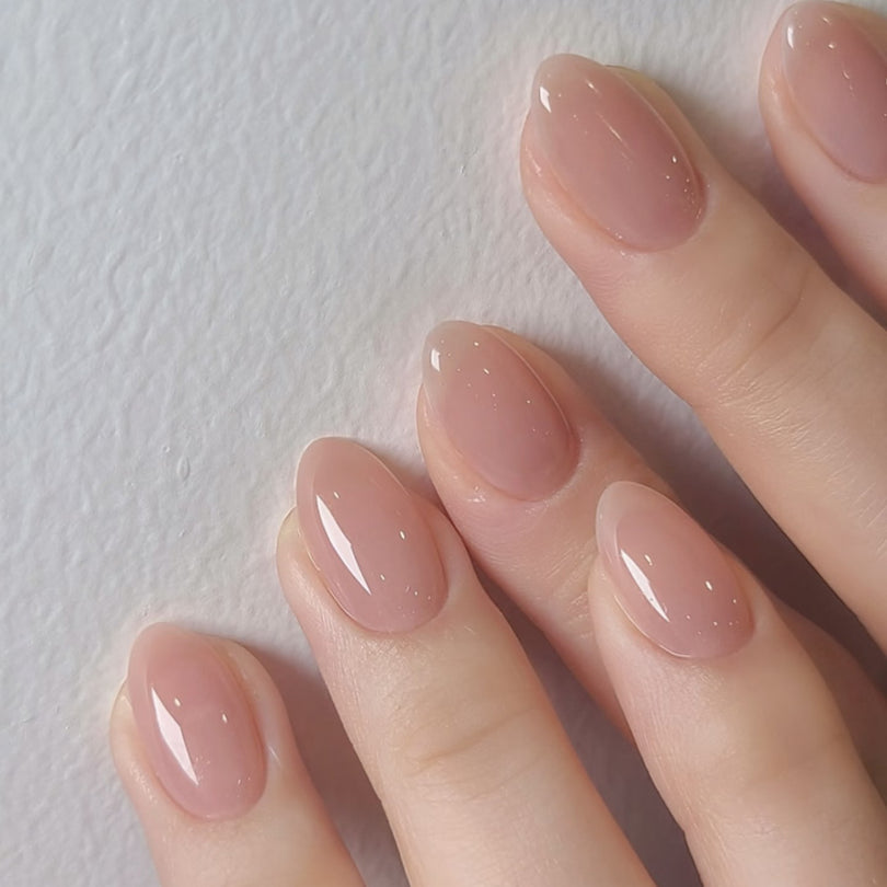 French Minimalist Nude Pink Almond Short Press On Nails – JP4396