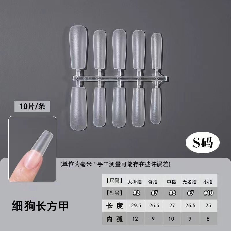 Slim Extra Long Frosted Press-On Nail Tips - Pre-Etched Full Cover Blanks