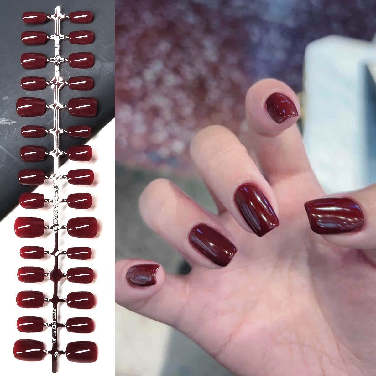 PMMA Short Square Round Pre-Finished Press-On Nails Wholesale Bulk