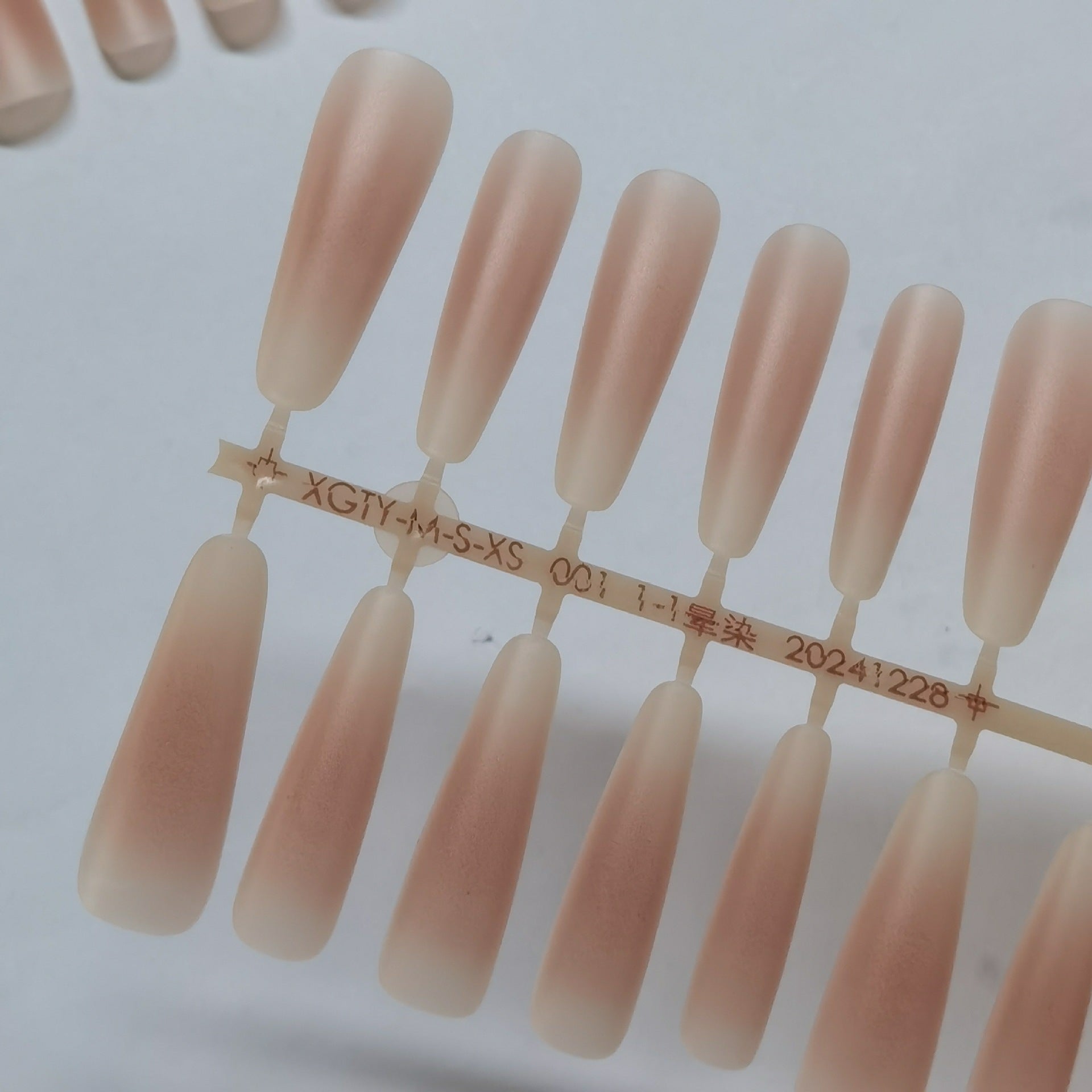 Matte Blush Ombré Coffin Press-On Nail Tips - DIY Ready