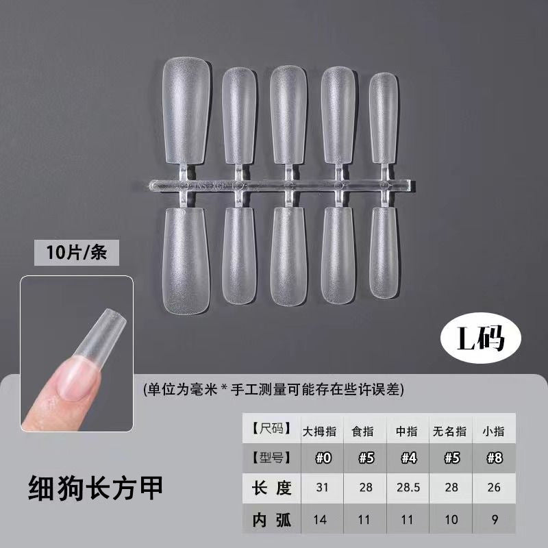 Slim Extra Long Frosted Press-On Nail Tips - Pre-Etched Full Cover Blanks