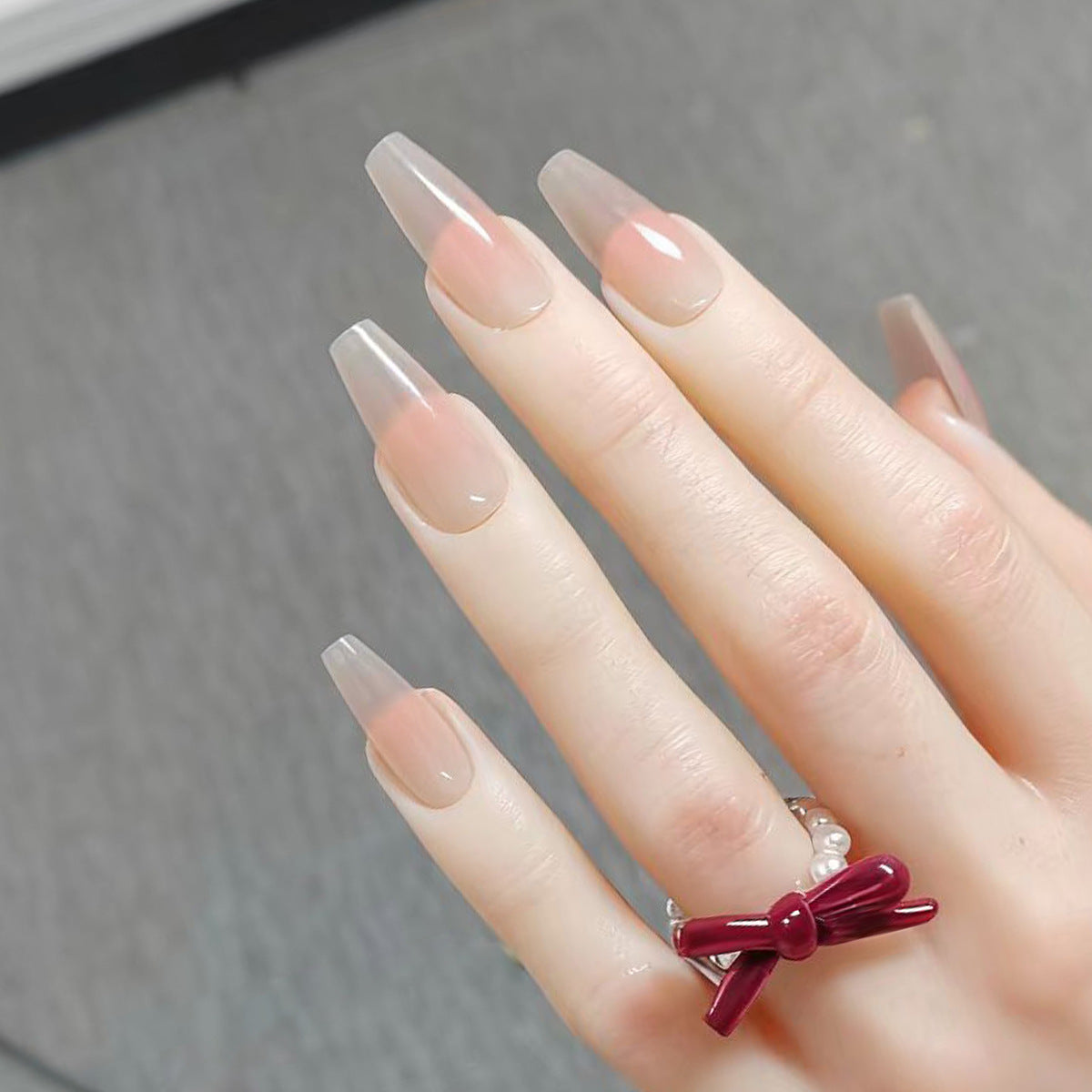 Gentle Blush Ombre & French Tip Press-On Nails | Sheer Nude