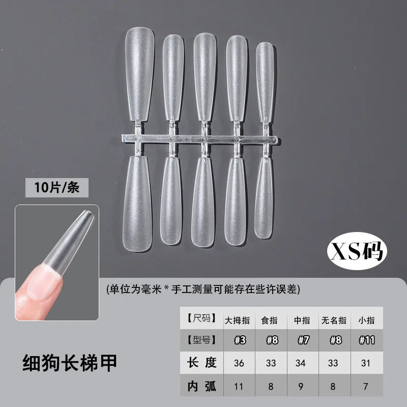 Slim Extra Long Frosted Press-On Nail Tips - Pre-Etched Full Cover Blanks
