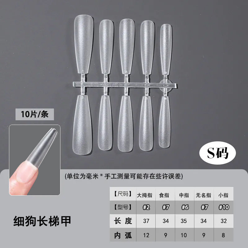 Slim Extra Long Frosted Press-On Nail Tips - Pre-Etched Full Cover Blanks