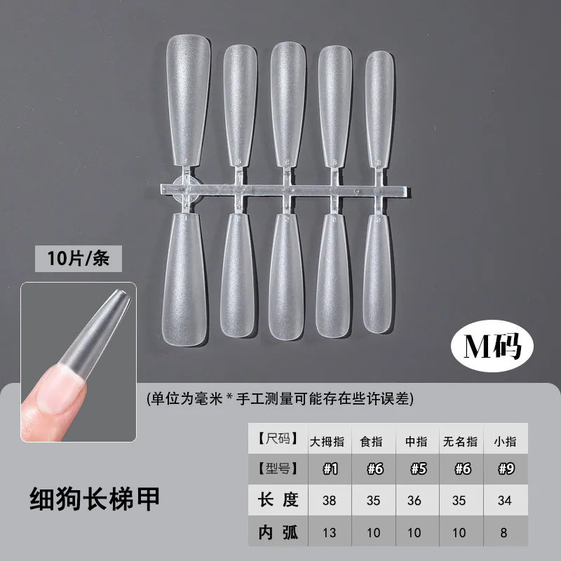 Slim Extra Long Frosted Press-On Nail Tips - Pre-Etched Full Cover Blanks