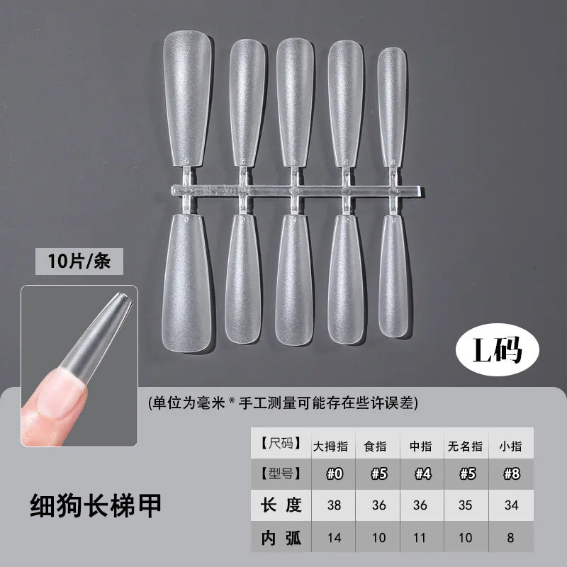 Slim Extra Long Frosted Press-On Nail Tips - Pre-Etched Full Cover Blanks