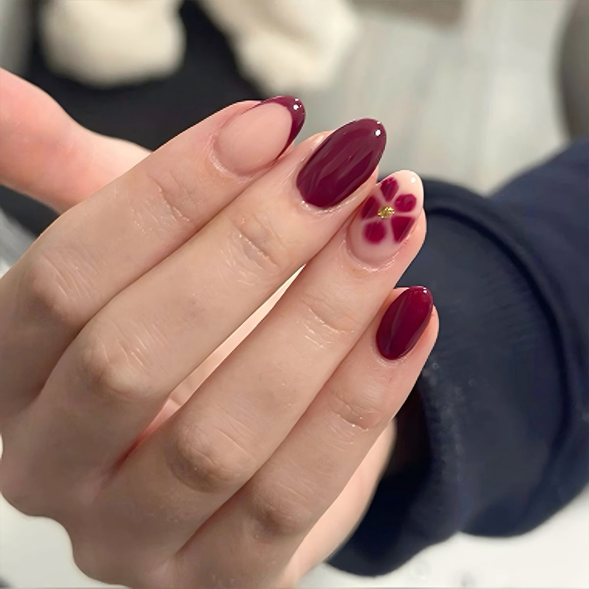 French Minimalist Nude Pink Almond Short Press On Nails – JP4366