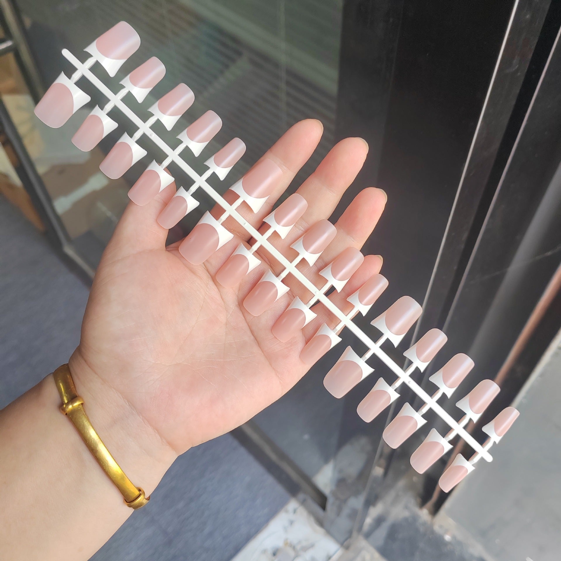 Classic Nude & White French Tip Press-On Nails | Wholesale