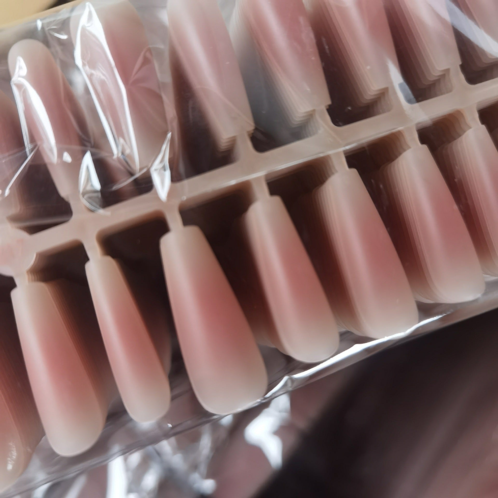 Semi-Finished Peach Blush Ombre Press-On Nail Tips for DIY Customization