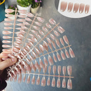 虹彩腮紅貓眼短款橢圓形穿戴甲 | 閃爍效果