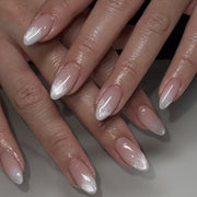 French Cat Eye Ombre Minimalist Almond Medium Press On Nails – JP3864