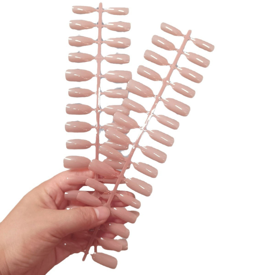 Glossy Nude Full Cover Press-On Nail Tips | Solid Color Blanks