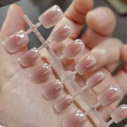 Plum Blush Gradient Short Press-On Nails - Velvet Matte or Glossy Finish