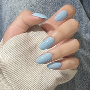 Chic Icy Blue Short Almond Press-On Nails - Solid Color